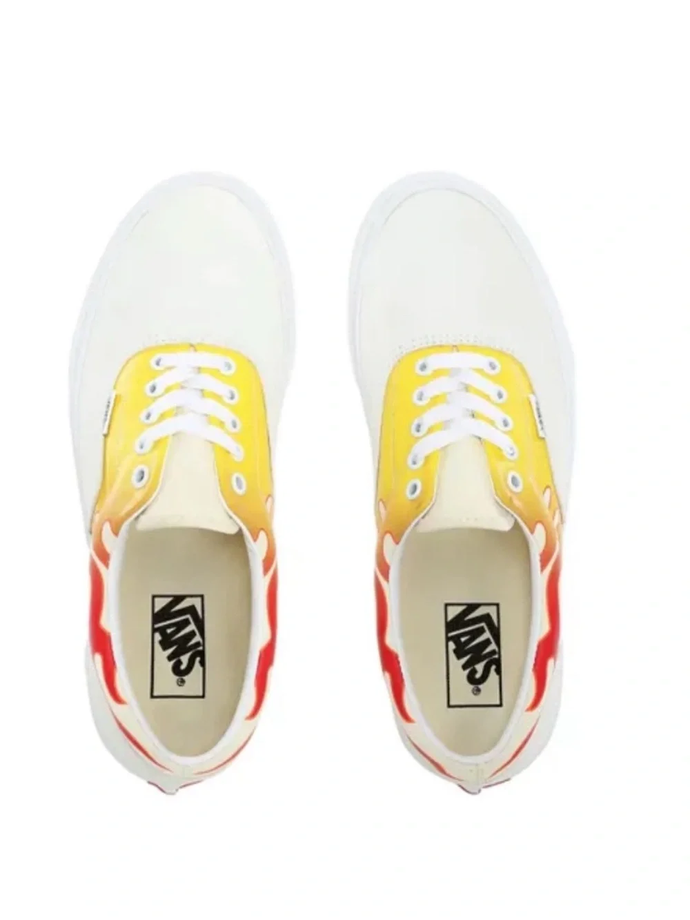 Vans Era Flame White Low Top Sneaker, Men’s 7.5/Women’s 9